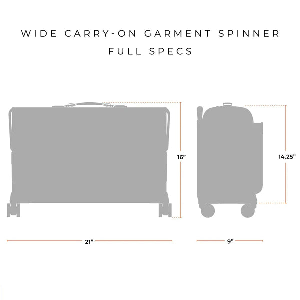 21" WIDE CARRY-ON WHEELED GARMENT SPINNER