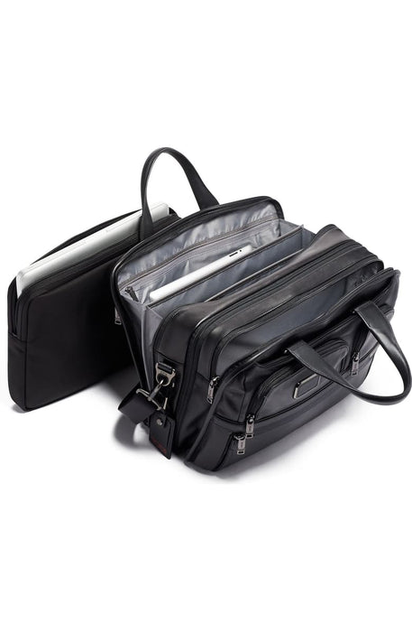 Alpha Expandable Organizer Leather Laptop Briefcase — Travel
