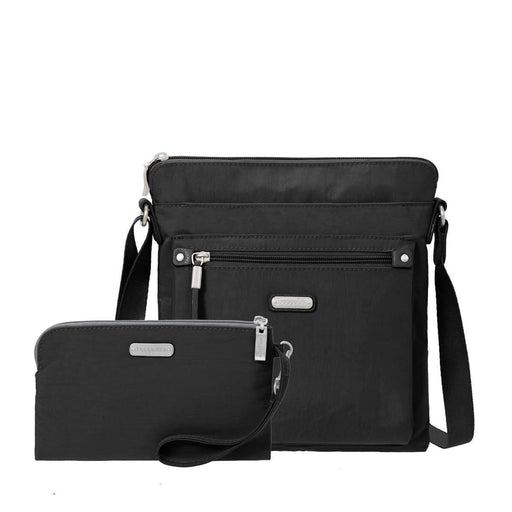 Grey RFID Travel Bag - Big Zipper Crossbody - baggallini